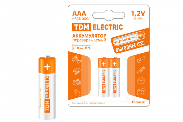 Аккумулятор AAA-1000 mAh Ni-MH BP-2 TDM Аккумулятор AAA-1000 mAh Ni-MH BP-2 TDM
