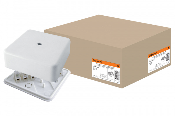 Коробка распаячная КР 50х50х20 ОП с клем. колодкой белая IP40 TDM Коробка распаячная КР 50х50х20 ОП с клем. колодкой белая IP40 TDM