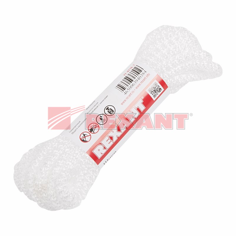 Шнур 7 мм 10 м белый REXANT
